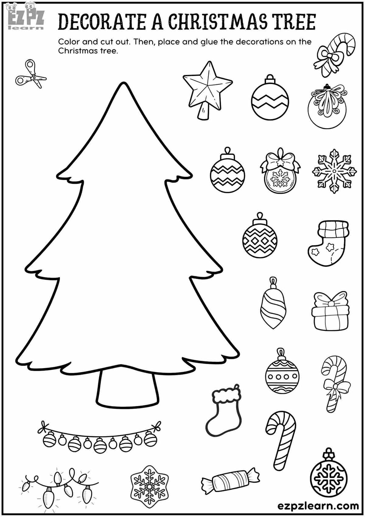 christmas cutting worksheets