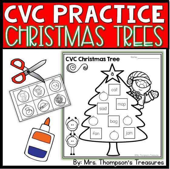 christmas cvc worksheets
