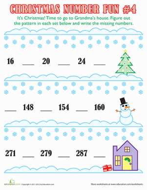 christmas missing number worksheets