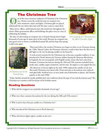 christmas themed reading comprehension worksheets