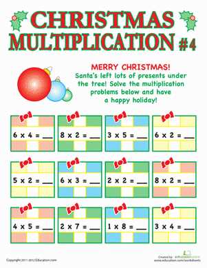 christmas worksheets multiplication