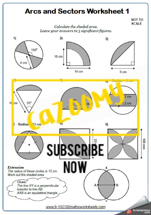 circles arcs and sectors worksheet