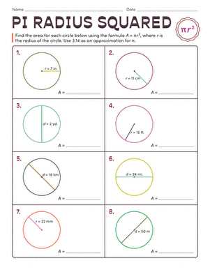 circles area worksheet