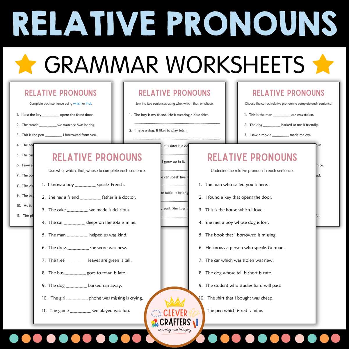 circling relative pronouns worksheet