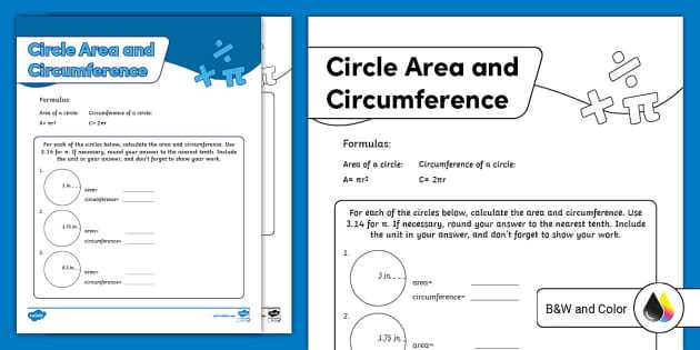 circumference and area of a circle worksheet