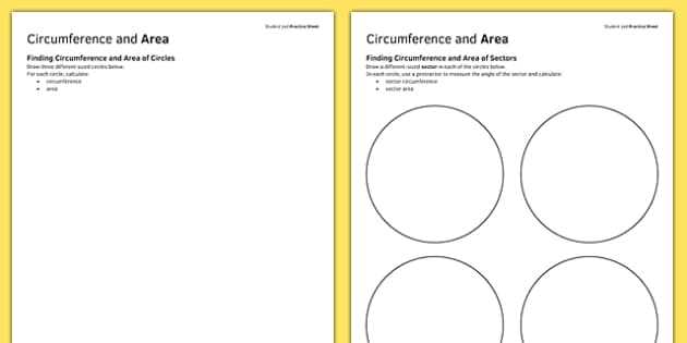 circumference and area of a circle worksheet