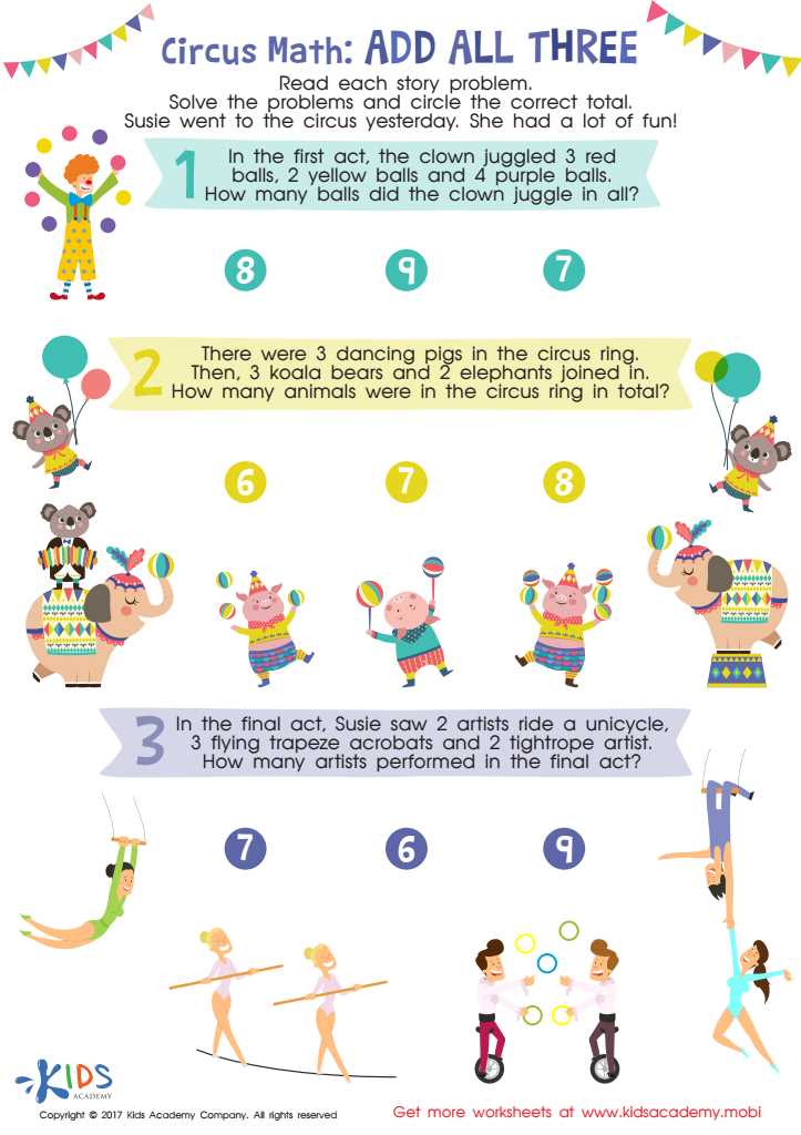 circus theme worksheets