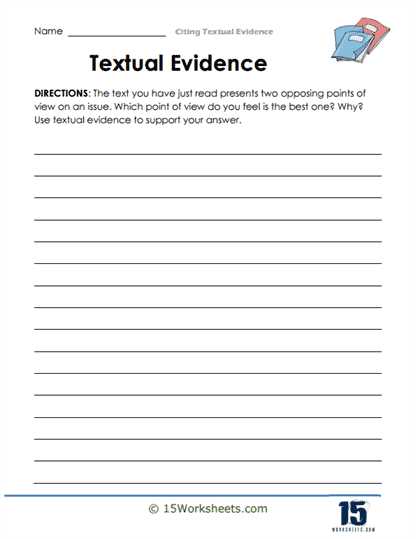citing evidence from text worksheet