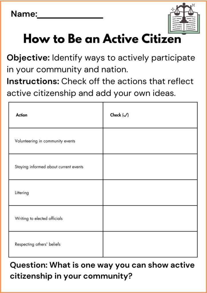 citizen in the community worksheet citizen in the community worksheet