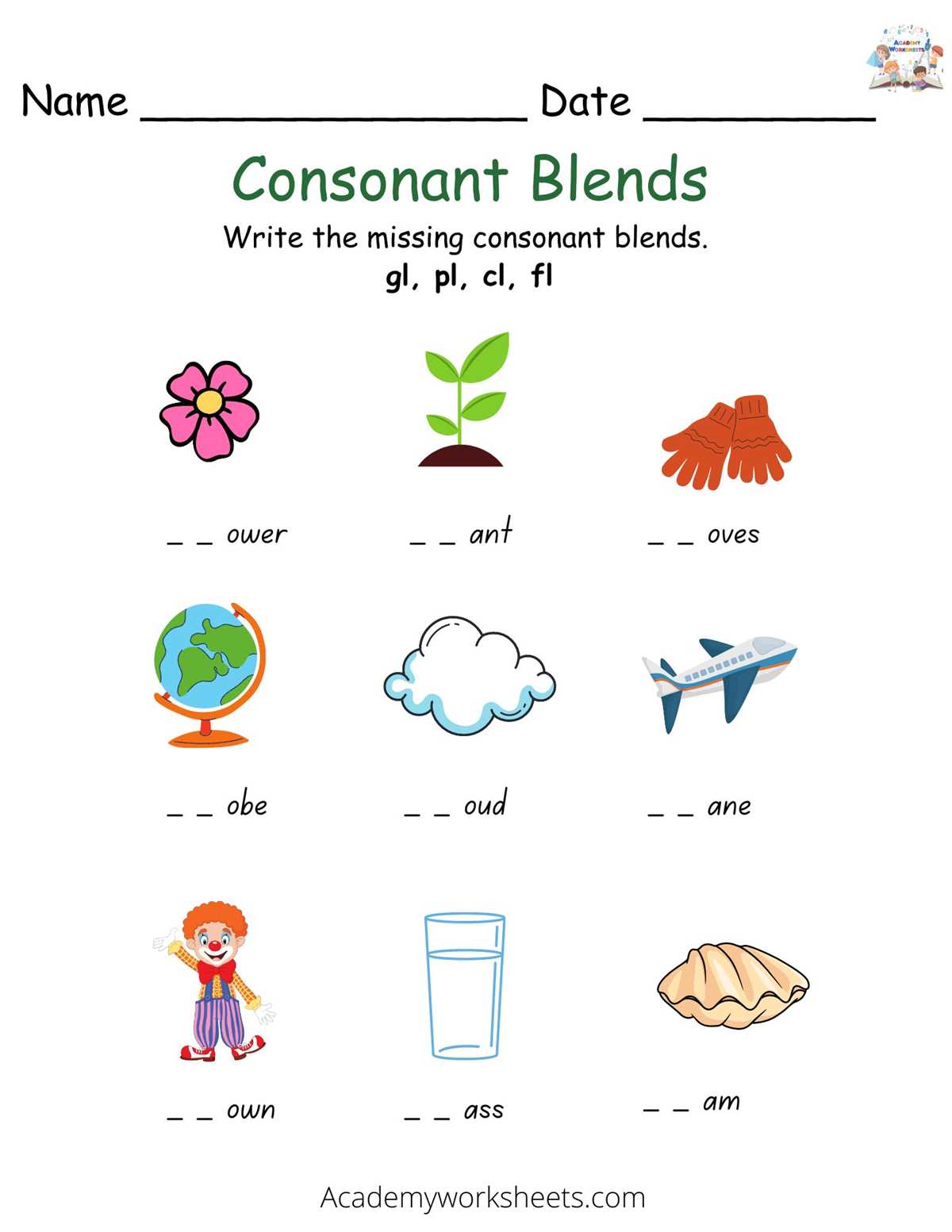 cl and cr blends worksheets