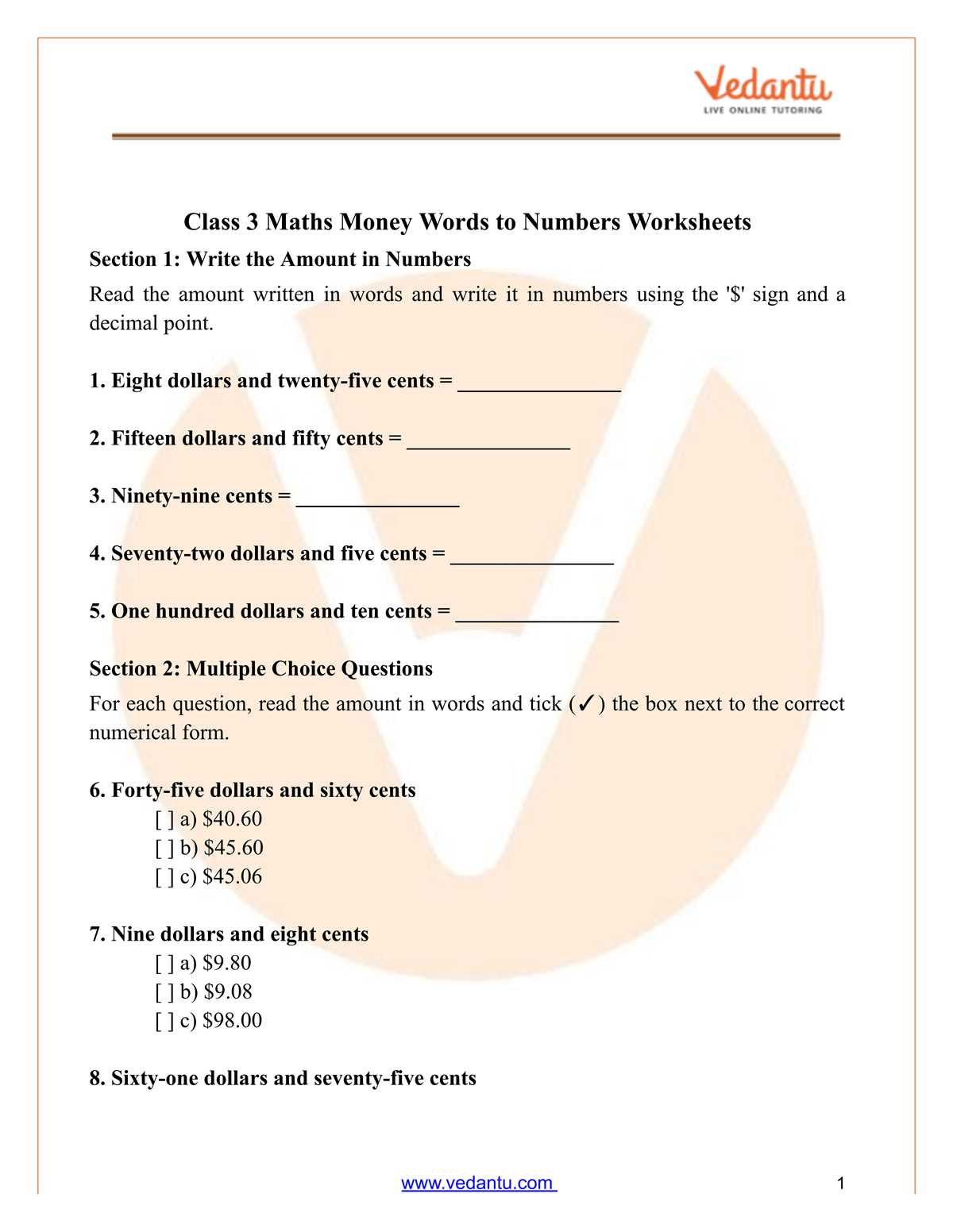 class 3rd worksheet maths