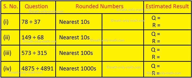class 4th division worksheet