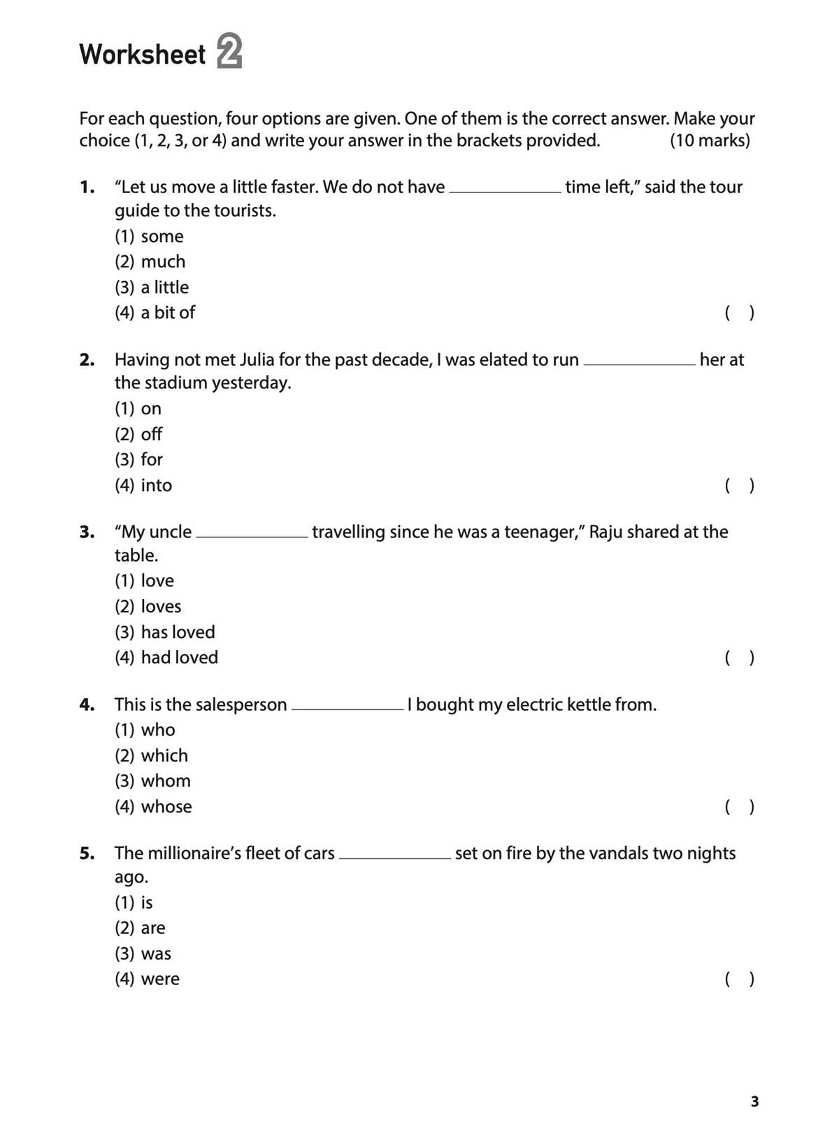 class 5 english worksheets grammar