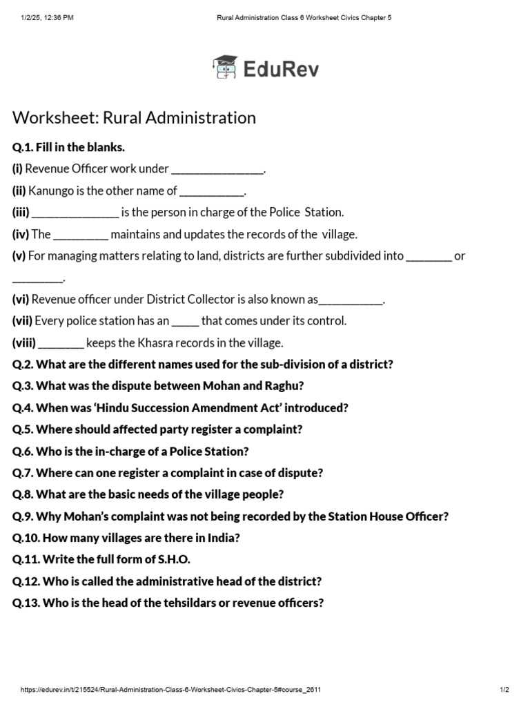class 6 civics chapter 1 worksheet