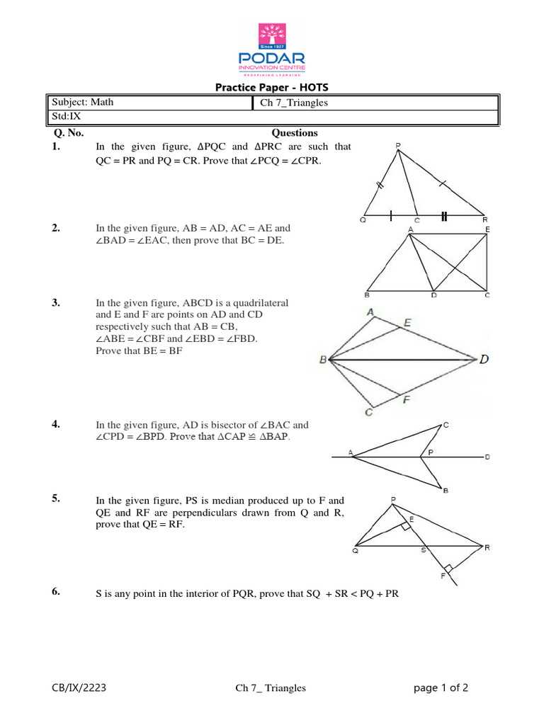 class 9 triangles worksheet