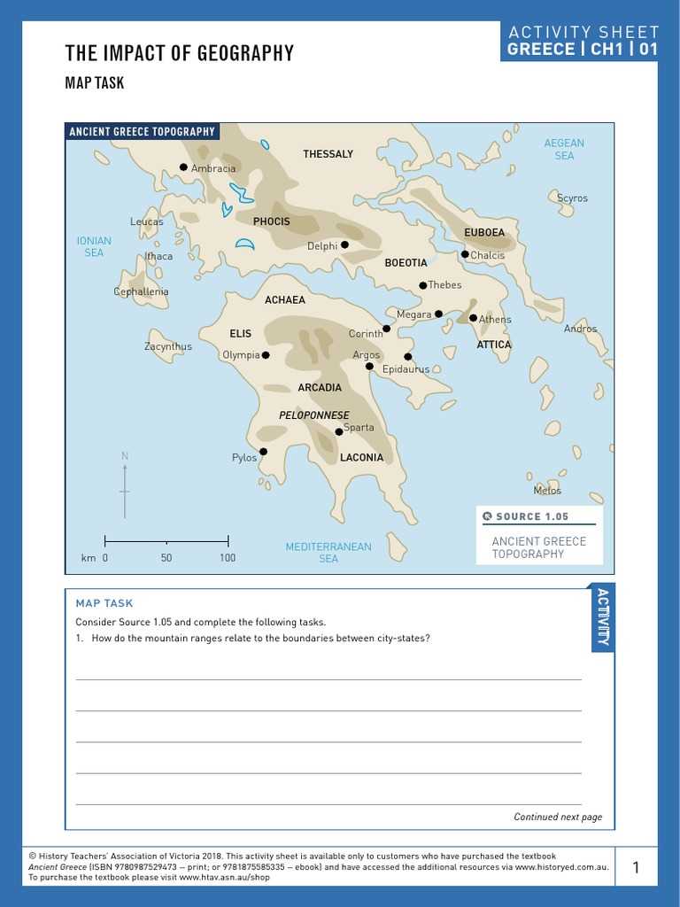 classical greece map worksheet