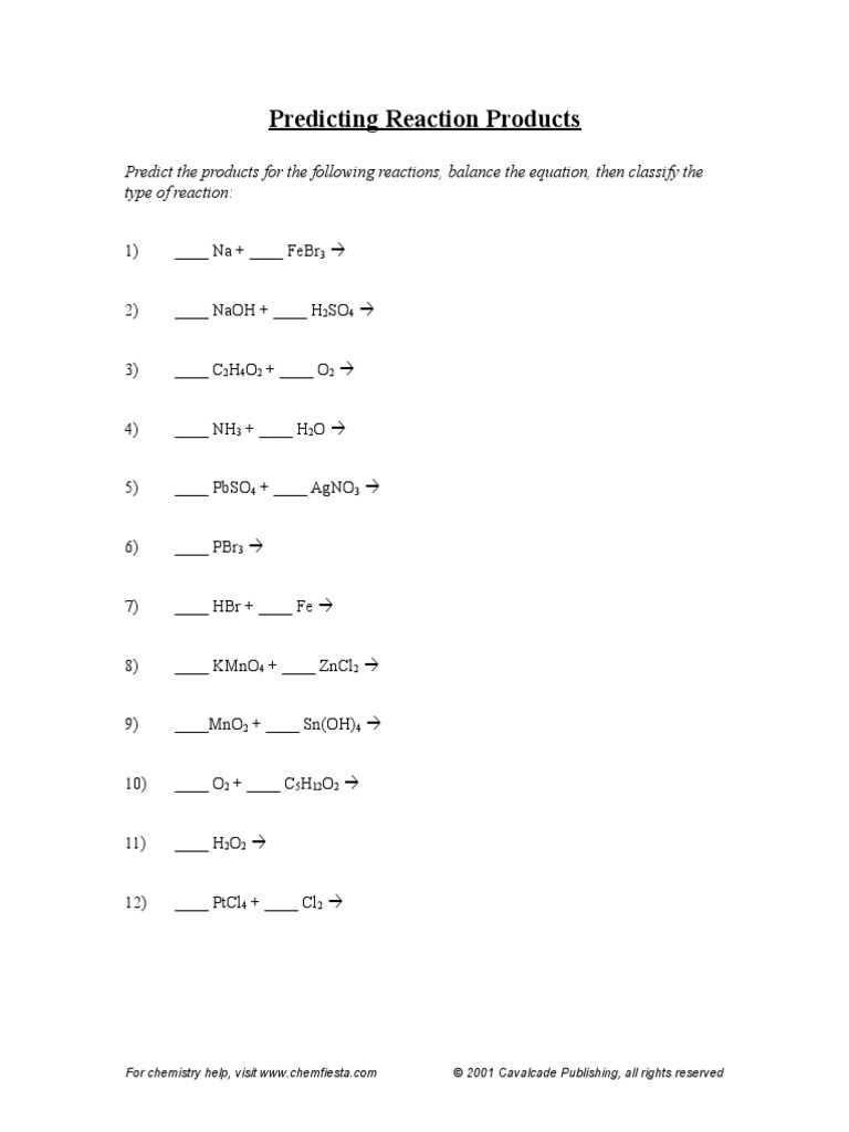 classifying and predicting chemical reactions worksheet