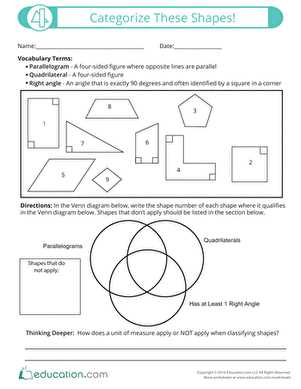 classifying shapes worksheets