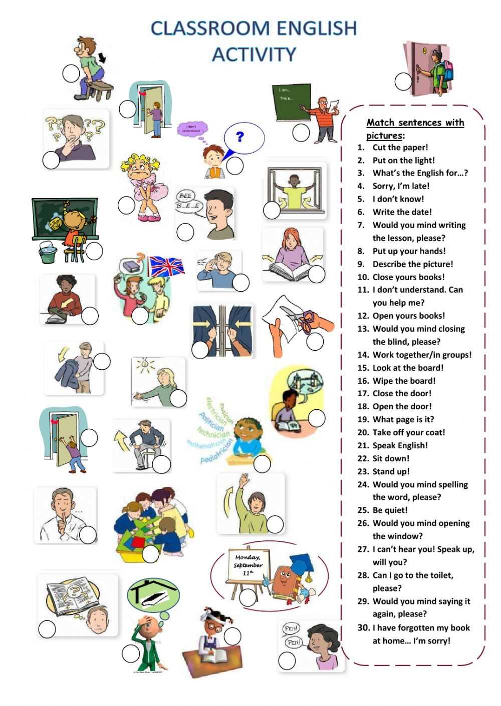 classroom english worksheet