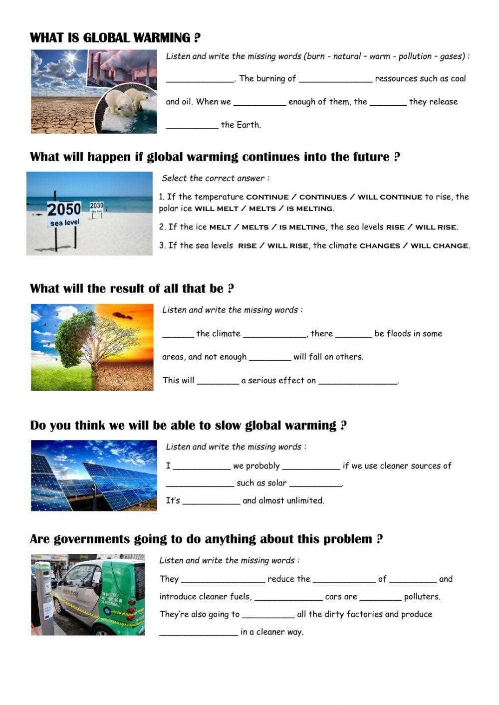 climate change review worksheet