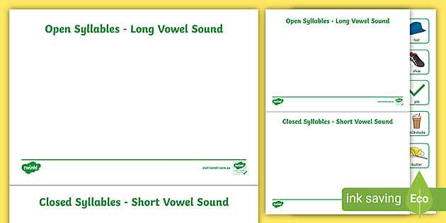closed and open syllables worksheet