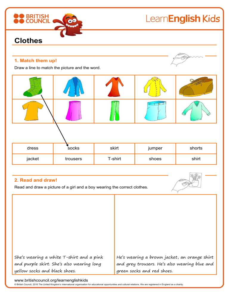 clothes description worksheet
