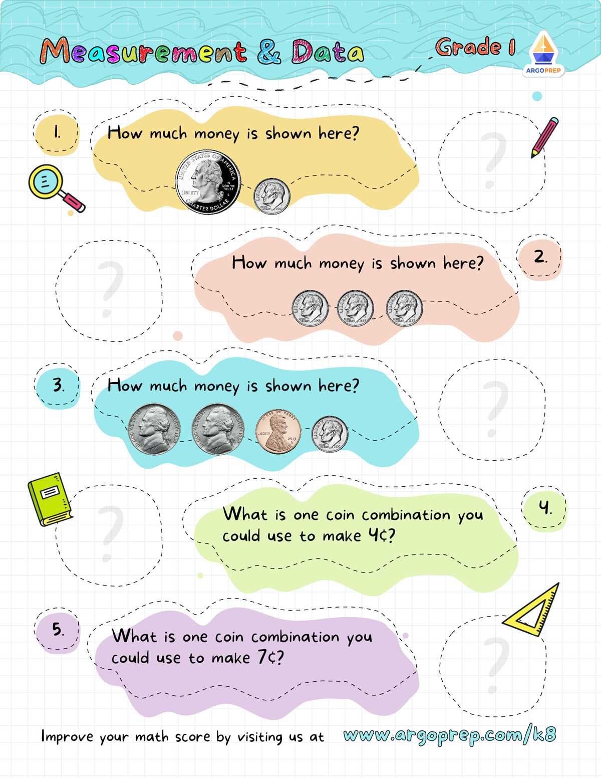 coin worksheets 1st grade