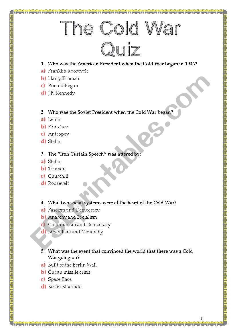 cold war printable worksheets