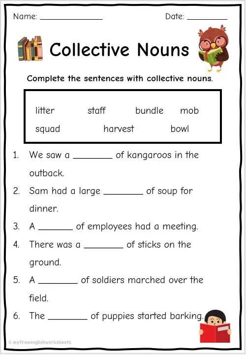 collective nouns worksheet ks2