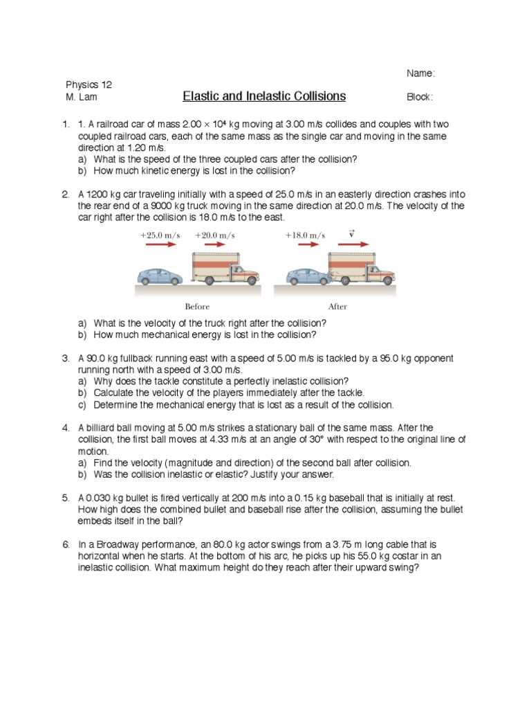 collisions momentum worksheet 4