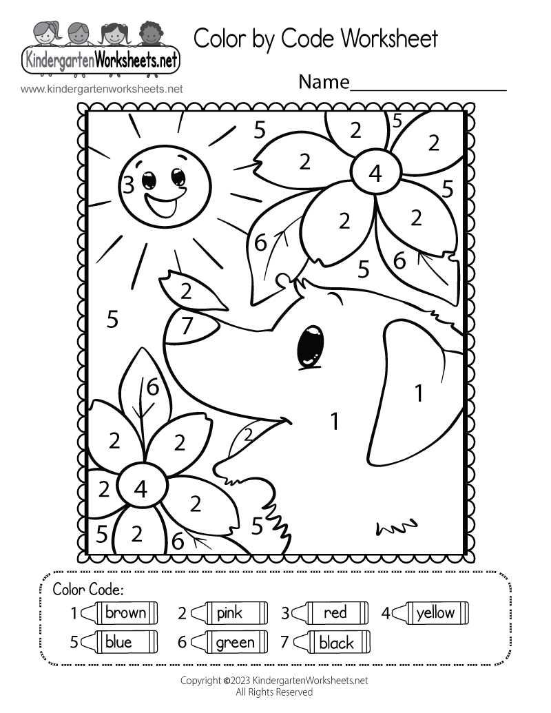 color by number worksheets for kindergarten