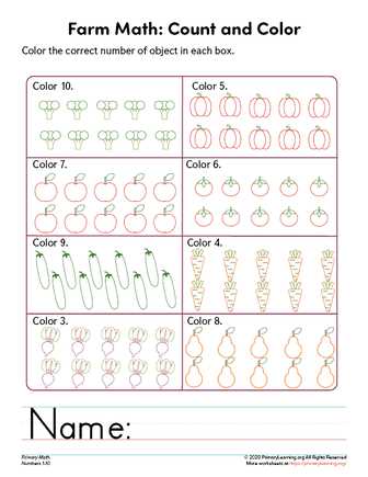 color numbers worksheet