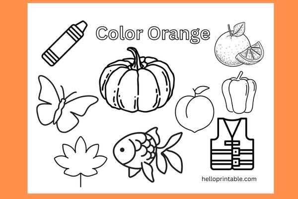 color orange worksheets preschool