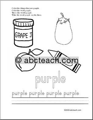 color purple worksheets