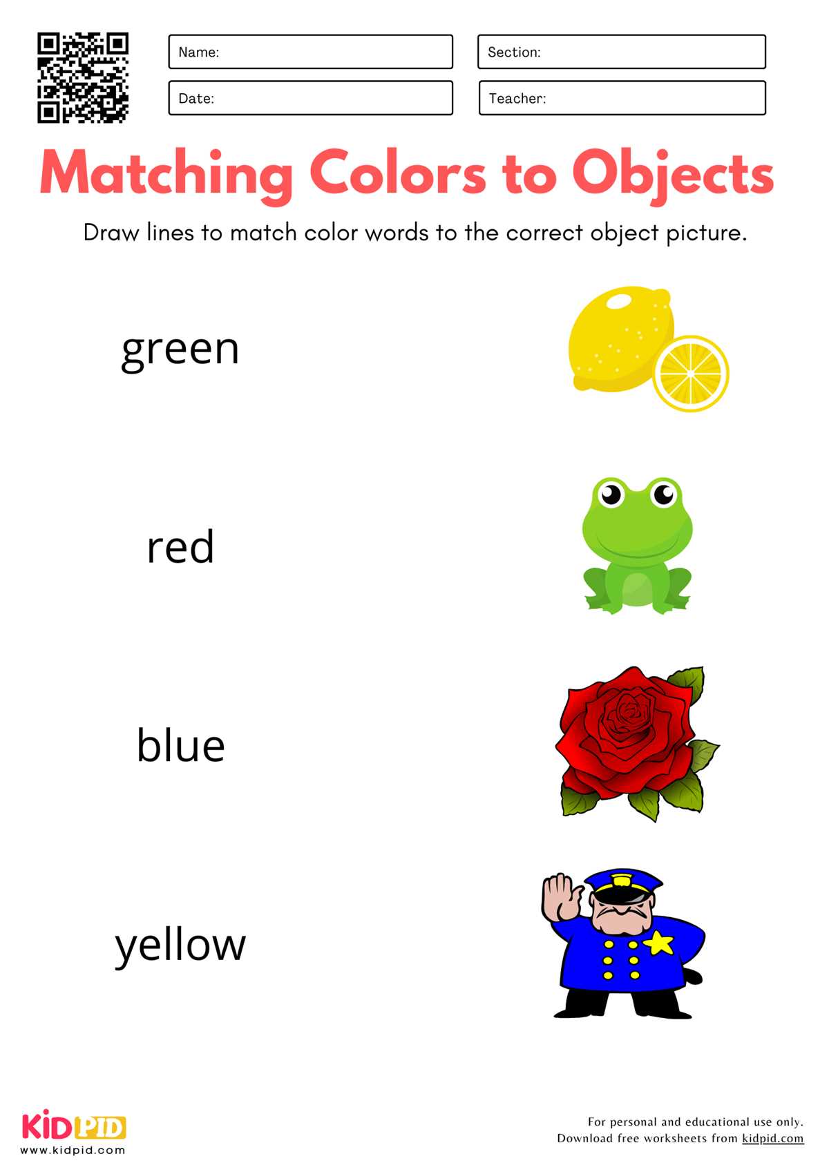 colors worksheet for kindergarten