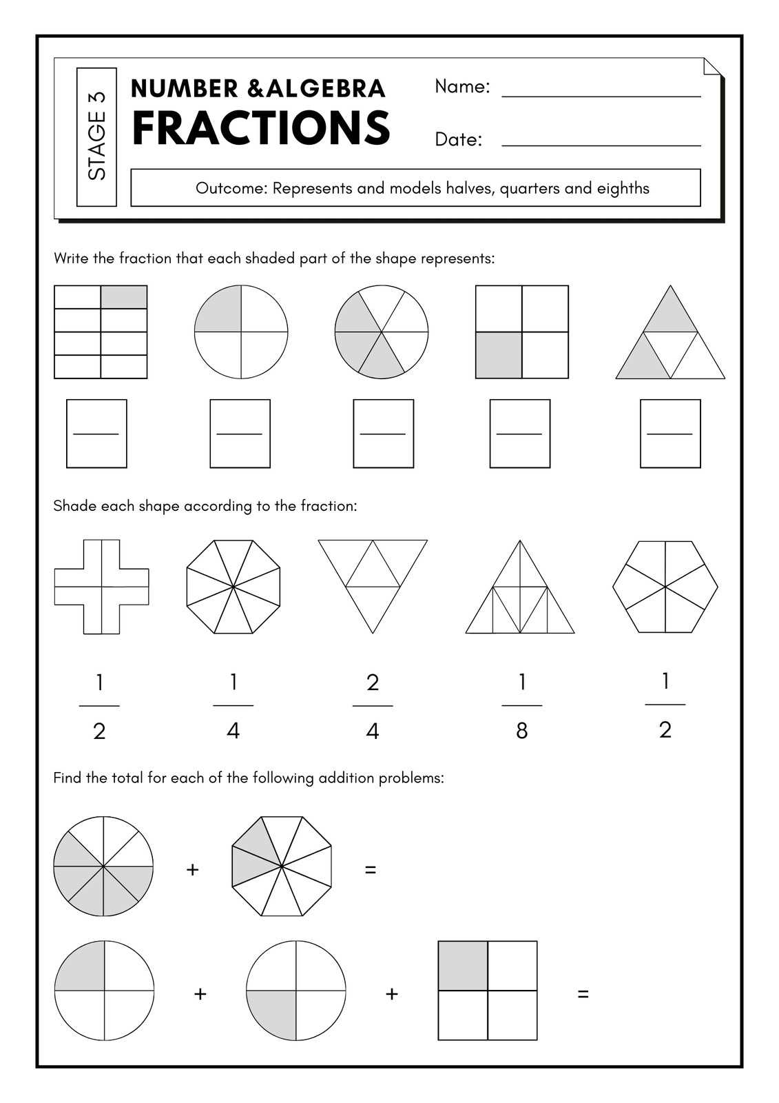 colour the fraction worksheet