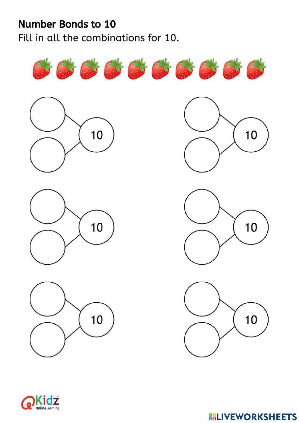 combinations to 10 worksheet