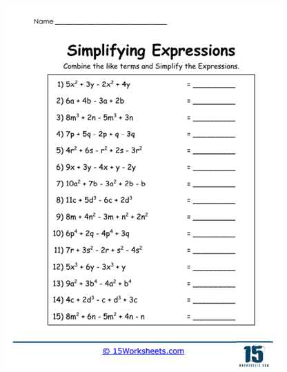 combining like terms 7th grade worksheet