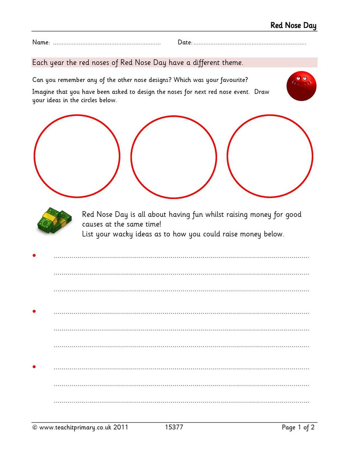 comic relief worksheets