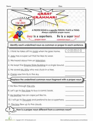 common and proper noun worksheet for class 6