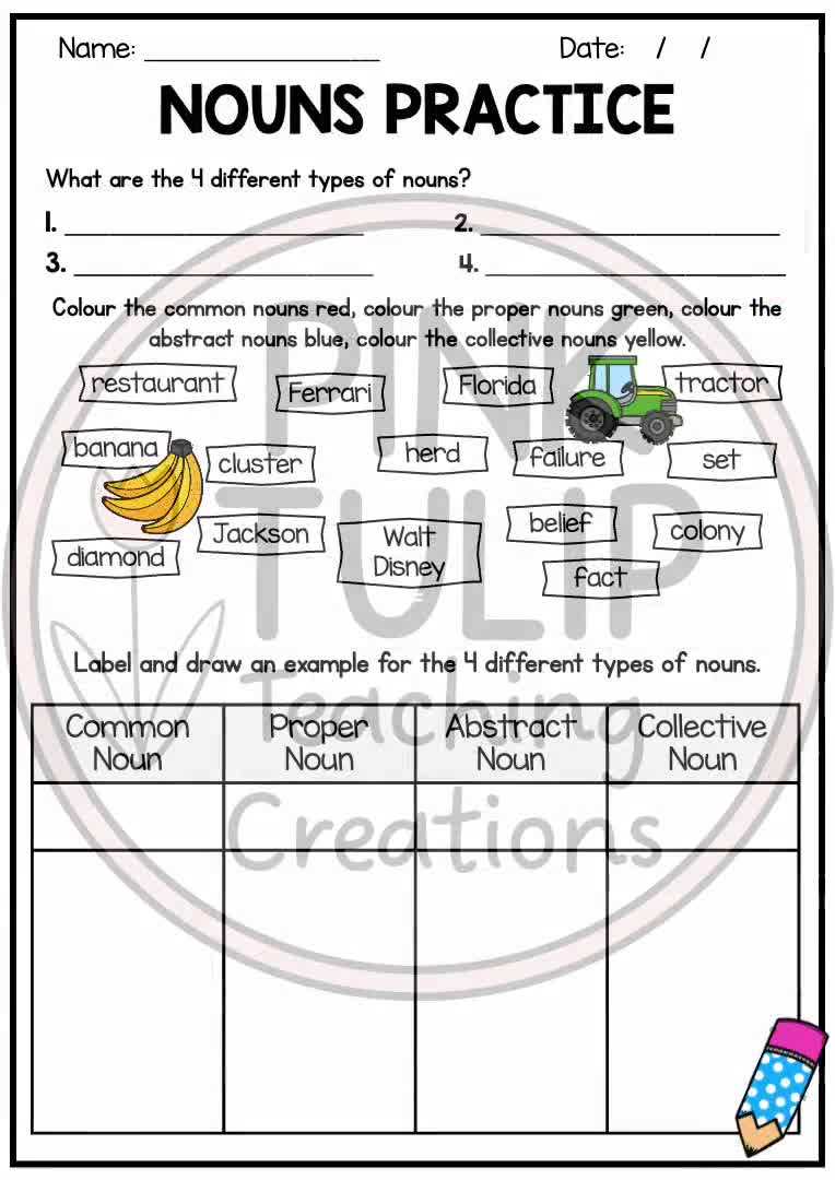 common and proper nouns worksheets