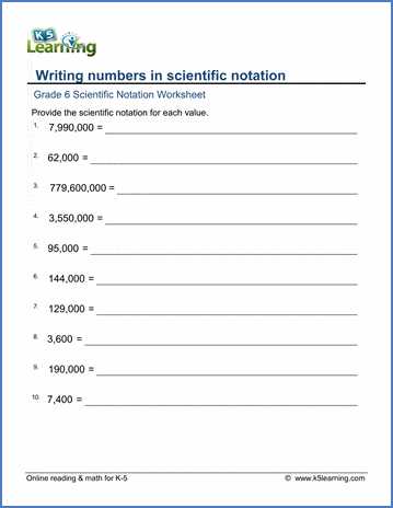 common core scientific notation worksheets