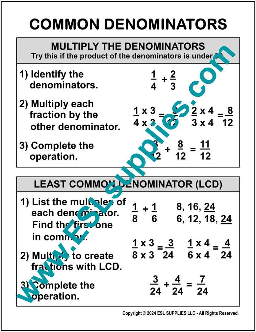common denominator worksheets