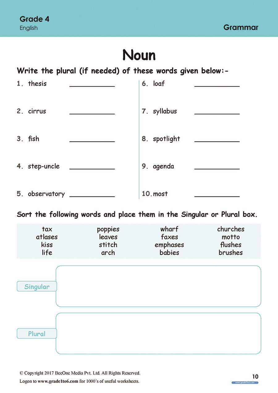 common nouns worksheet for class 4