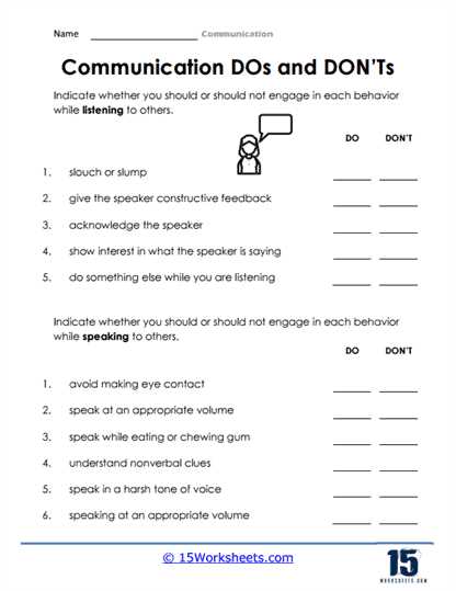 communication skills worksheets for high school students