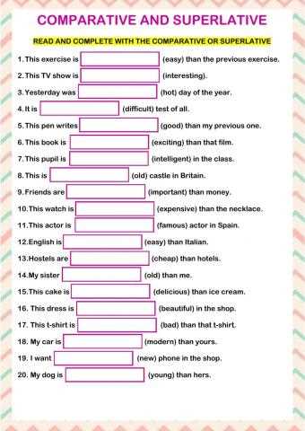 comparative superlative worksheet