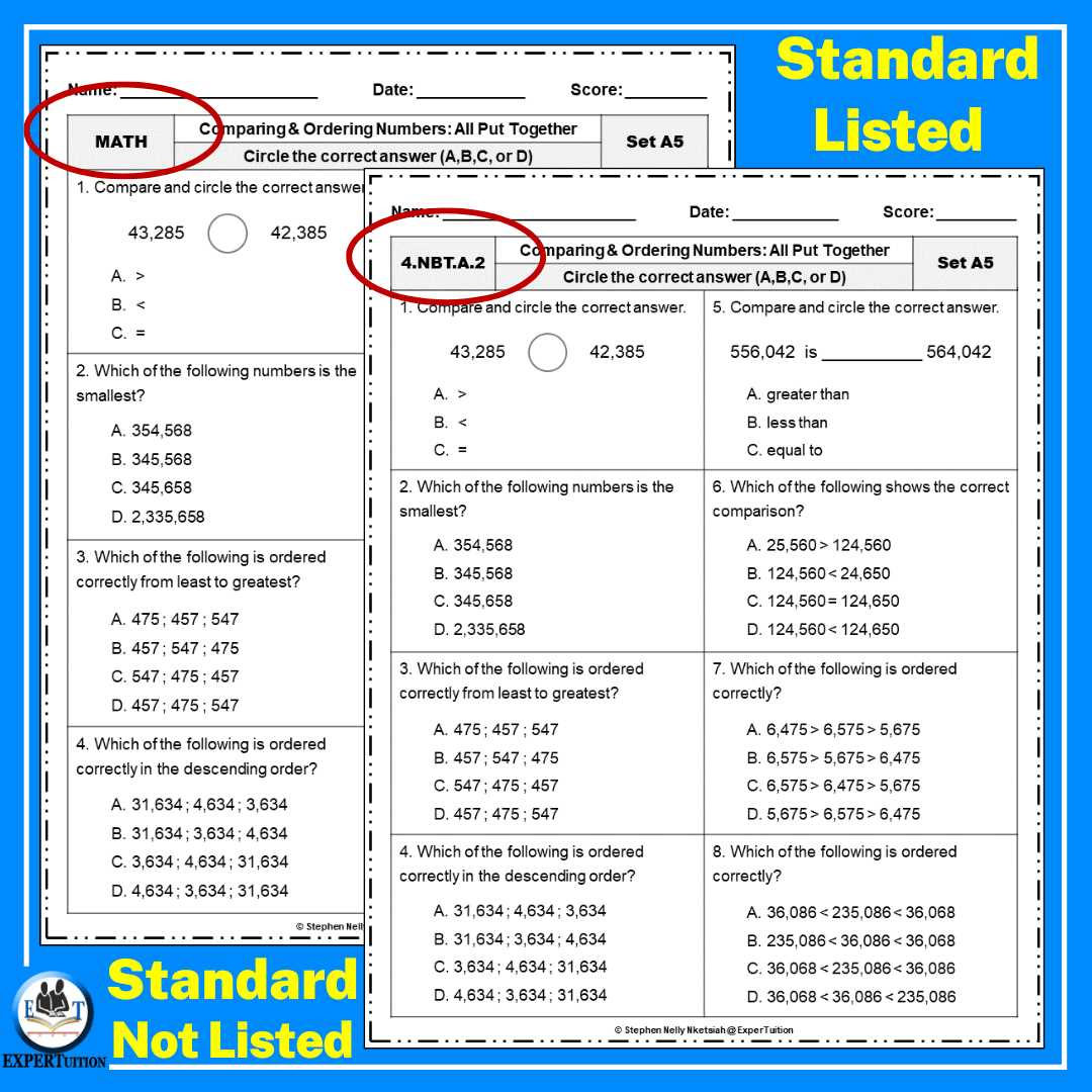 comparing five digit numbers worksheet