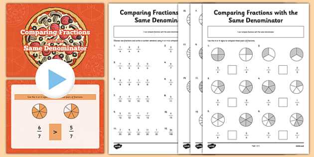 comparing fractions with same denominator worksheet