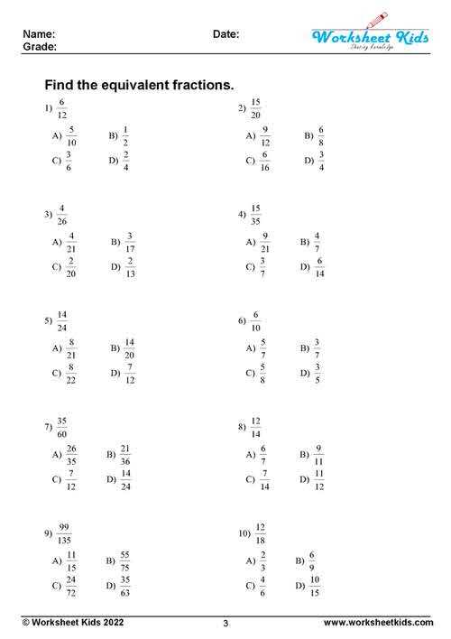 comparing fractions worksheet 4th grade