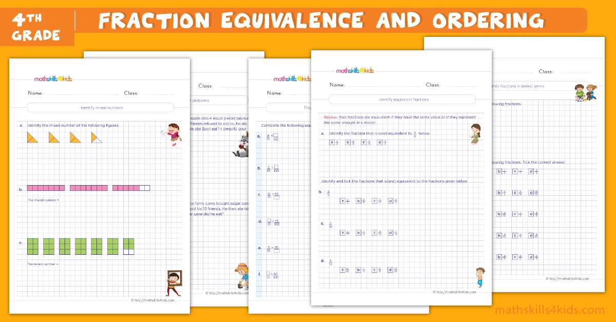 comparing fractions worksheets 4th grade